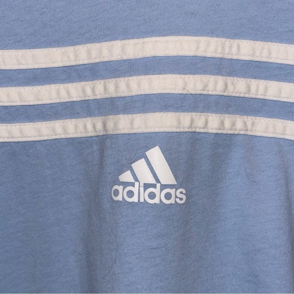 Adidas Must Haves Sky Blue Three Stripe T-shirt Women’s Size Extra Small - Picture 3 of 9